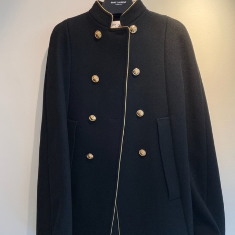 SAINT LAURENT DOUBLE BREASTED CAPE